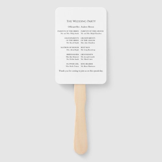 ようこそスクリプト白黒のセレモニーのプログラムの署名 ハンドファン (裏面)