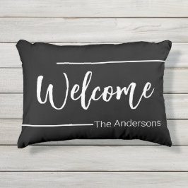 ようこそスクリプト白黒名文字テンプレート アウトドアクッション