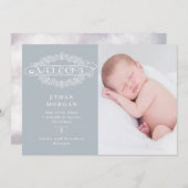 ようこそスクリプト蝶の青の誕生の発表 招待状 (正面/裏面)