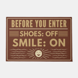 ようこそスタイル – シューズオフ、スマイルオンゲスト ドアマット
