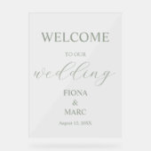 ようこそセージ結婚グリーンエレガント アクリルサイン (正面)