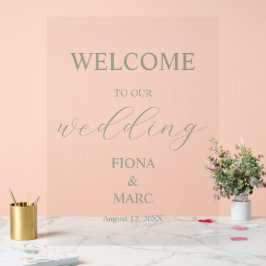 ようこそセージ結婚グリーンエレガント アクリルサイン