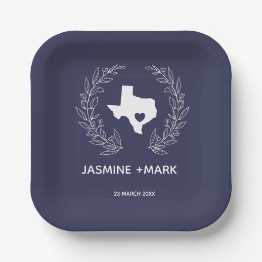 ようこそテキサス州ウェディングパーティカスタムー ペーパープレート (正面)