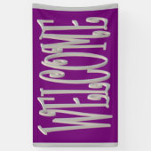 ようこそデザイングレーと紫 横断幕 (縦)