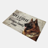 ようこそドイツのシェパードの家名ホームドッグ ドアマット (アングル)