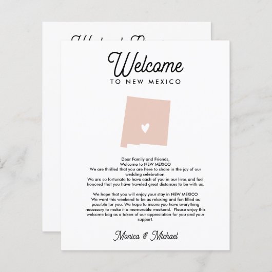 ようこそニューメキシコの手紙と旅程の任意の色 (正面/裏面)