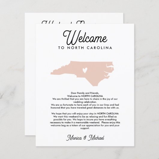 ようこそノースカロライナ文字の旅程ANY COLOR (正面/裏面)