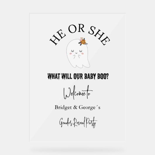 ようこそハロウィーンとジェンダーのパーティーを明らかにする アクリルサイン (正面)