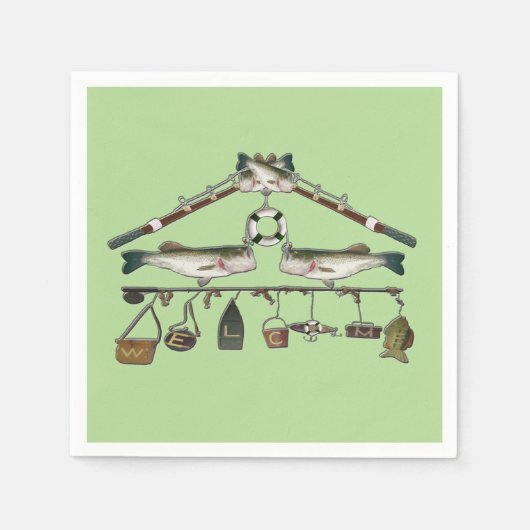 ようこそバスフィッシュ スタンダードカクテルナプキン (正面)