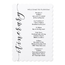 ようこそバッグ結婚の旅程と情報カード