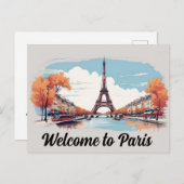 ようこそパリエッフェルタワー ポストカード (正面/裏面)