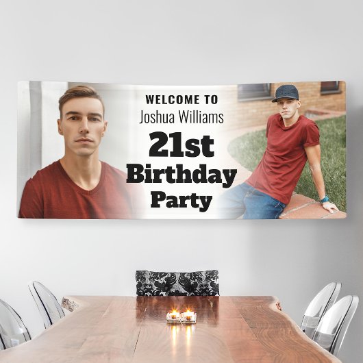 ようこそパーソナライズされたサインフォトメンズ21歳の誕生日 横断幕