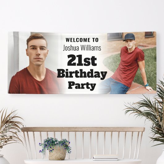 ようこそパーソナライズされたサインフォトメンズ21歳の誕生日 横断幕