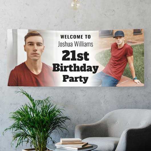 ようこそパーソナライズされたサインフォトメンズ21歳の誕生日 横断幕