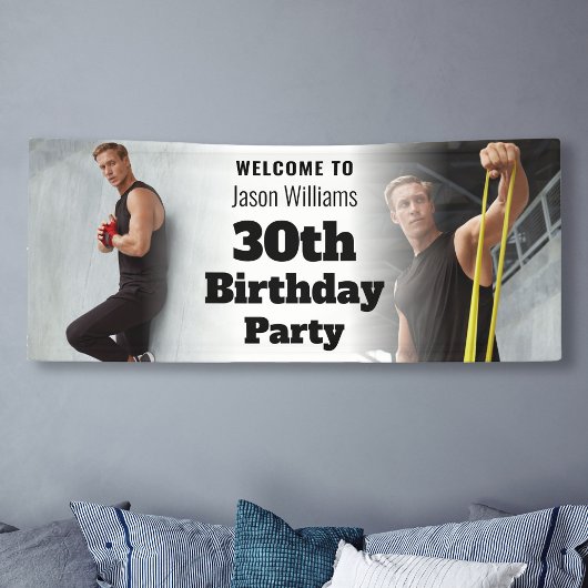 ようこそパーソナライズされたサインフォトメンズ30th誕生日 横断幕