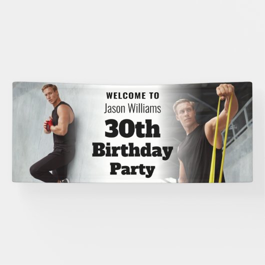 ようこそパーソナライズされたサインフォトメンズ30th誕生日 横断幕 (横)