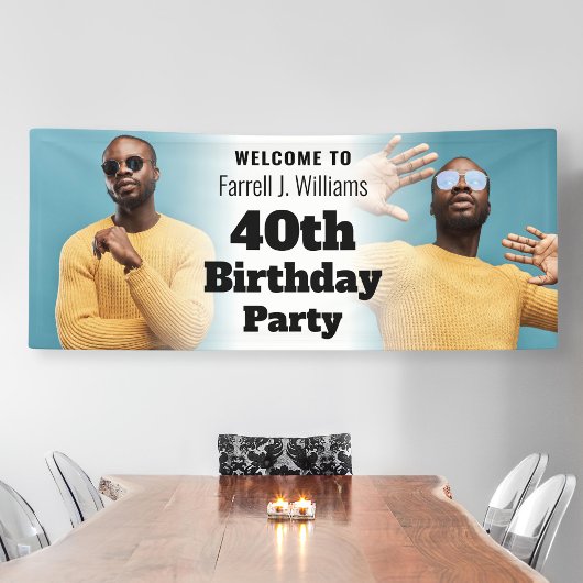 ようこそパーソナライズされたサインフォトメンズ40th誕生日 横断幕