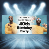 ようこそパーソナライズされたサインフォトメンズ40th誕生日 横断幕