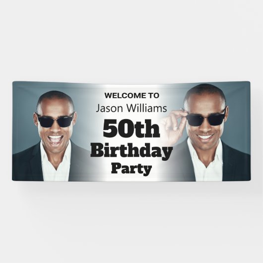 ようこそパーソナライズされたサインフォトメンズ50誕生日 横断幕 (横)