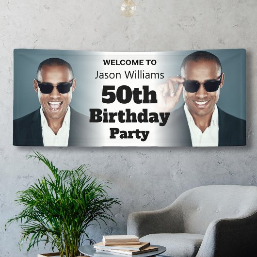 ようこそパーソナライズされたサインフォトメンズ50誕生日 横断幕