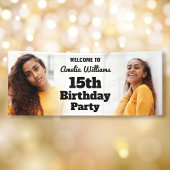 ようこそパーソナライズされたサイン15th誕生日ガールフォト 横断幕