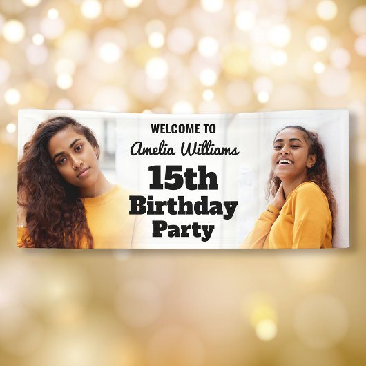 ようこそパーソナライズされたサイン15th誕生日ガールフォト 横断幕
