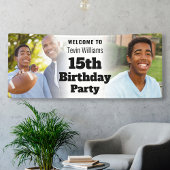 ようこそパーソナライズされたサイン15th誕生日ボーイフォト 横断幕