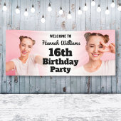 ようこそパーソナライズされたサイン16th誕生日ガールフォト 横断幕