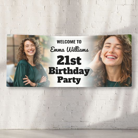 ようこそパーソナライズされたサイン21st誕生日ガールフォト 横断幕
