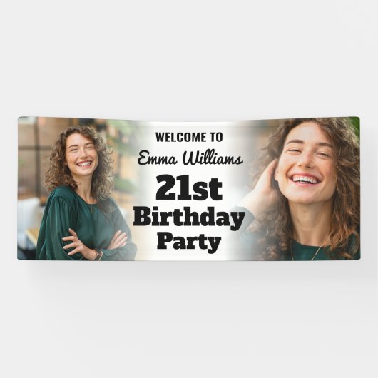 ようこそパーソナライズされたサイン21st誕生日ガールフォト 横断幕 (横)