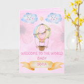 ようこそパーソナライズされたニュー生まれス、新生児の女の子 カード (黄色い花)