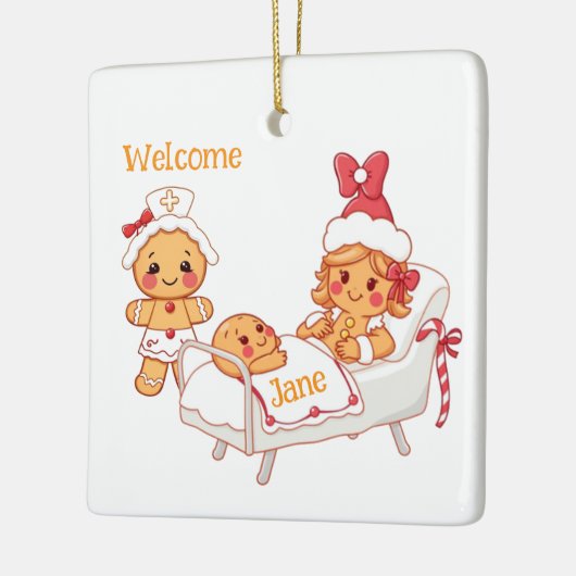 ようこそパーソナライズされた新しいジンジャーブレッドベビー セラミックオーナメント (左)