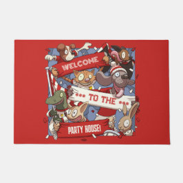 ようこそパーティーへ！動物おもしろいのファン ドアマット