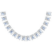 ようこそパーティーほこりっぽいブルーウォーター色のアイボリー花 バンティングフラッグ