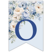 ようこそパーティーほこりっぽいブルーウォーター色のアイボリー花 バンティングフラッグ (第2の旗)