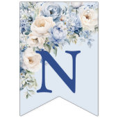 ようこそパーティーほこりっぽいブルーウォーター色のアイボリー花 バンティングフラッグ (第3の旗)