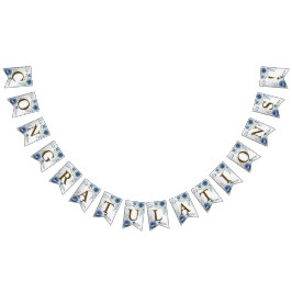 ようこそパーティーほこりっぽい青い水の色の花シルバー バンティングフラッグ