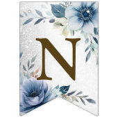 ようこそパーティーほこりっぽい青い水の色の花シルバー バンティングフラッグ (第3の旗)