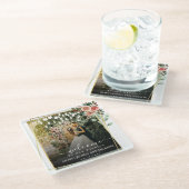 ようこそパーティーピンクフローラゴールデンフレ結婚ーム ガラスコースター (アングル)