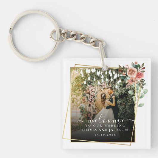 ようこそパーティーピンクフローラゴールデンフレ結婚ーム キーホルダー (正面)