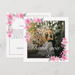 ようこそパーティーピンクフローラゴールデンフレ結婚ーム サンキューカード