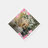 ようこそパーティーピンクフローラゴールデンフレ結婚ーム スタンダードカクテルナプキン (角)