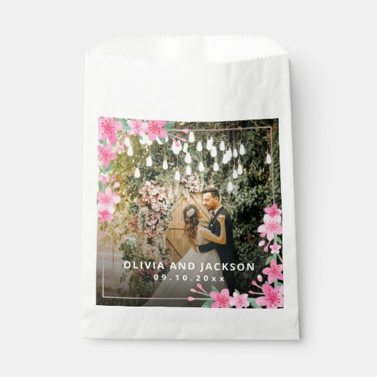 ようこそパーティーピンクフローラゴールデンフレ結婚ーム フェイバーバッグ (正面)