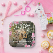 ようこそパーティーピンクフローラゴールデンフレ結婚ーム ペーパープレート (パーティー)