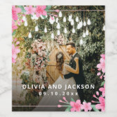 ようこそパーティーピンクフローラゴールデンフレ結婚ーム ワインラベル (シングルラベル)