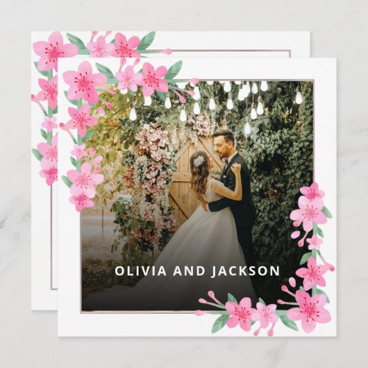 ようこそパーティーピンクフローラゴールデンフレ結婚ーム 招待状 (正面/裏面)