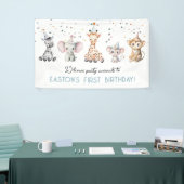 ようこそパーティー動物サファリボーイ誕生日 横断幕 (トレードショー)