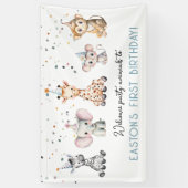 ようこそパーティー動物サファリボーイ誕生日 横断幕 (縦)