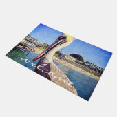 ようこそビーチピアペリカンバードフォトスクリプト ドアマット (アングル)