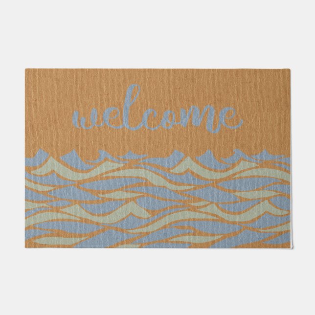 ようこそビーチラグ、海ウェーブマットパーソナライズされた、 ドアマット (正面)